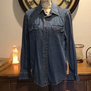 Vintage Levi Red Label Snap button front top (M)